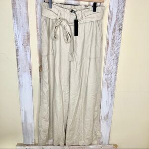 BLANKNYC Linen Paperbag Waist Crop Taupe Pants